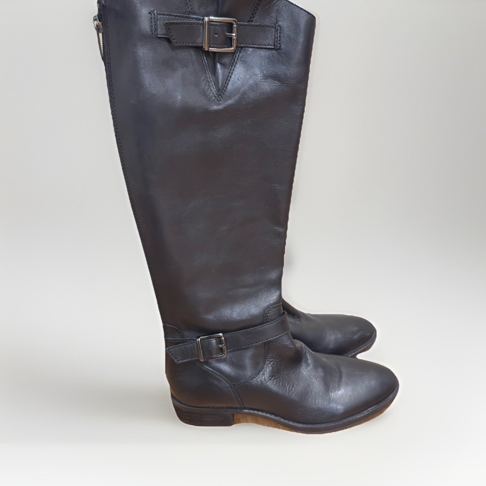 Sam Edelman Painter Tall Riding Boot Black Leather Back Zip Size 6.5